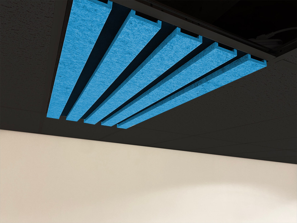 Blauw paneel in plafond
